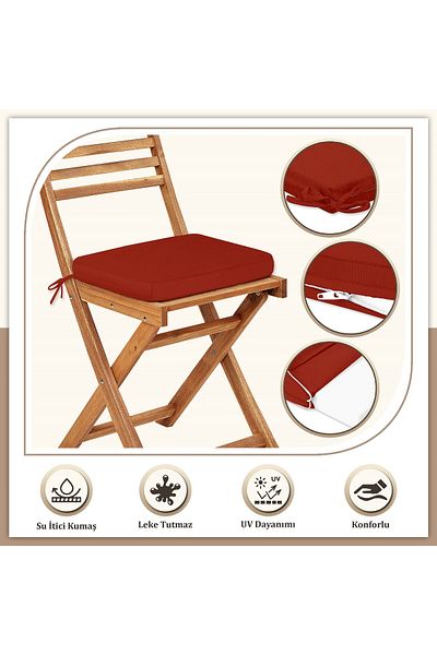 Evim Canvas 6-Piece Red Liquid-Proof Stain-Proof Zippered Lace-Up Chair Cushion 40 X 40 cm