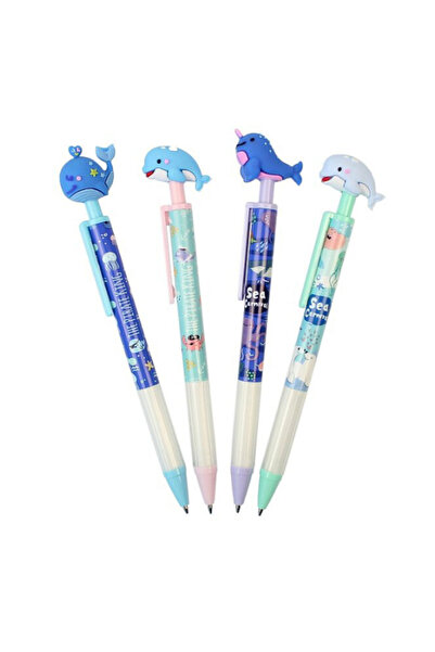 Ceylan Kırtasiye Underwater Animals 0.7 mm Versatil Kalem Sevimli Balık Figürlü Süslü Kalemler Uçlu Kalem (4 lü Set)