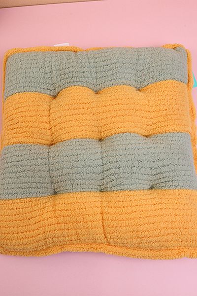 YOYOSO Striped Bumper Squares Pillow - Yellow Blue