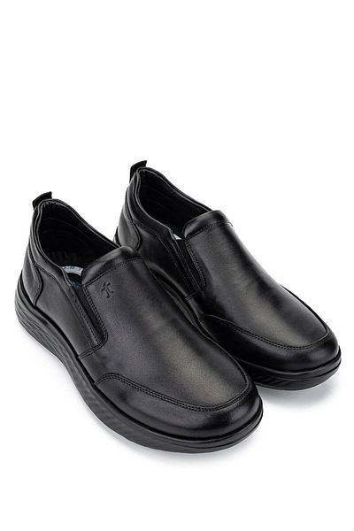 Tamer Tanca Men's Genuine Leather Black Leather Casual Shoes