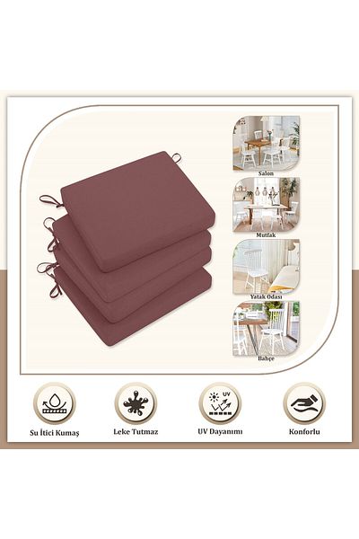 Evim Canvas 6-Piece Dusty Rose Liquid Proof Stain Resistant Zippered Lace Chair Cushion 40 X 40 cm