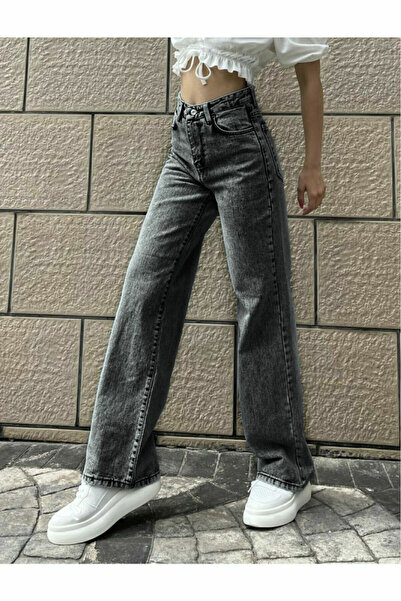 WODDİ Duryn New Sara Smoked Casual Palazzo Wide Leg Jeans