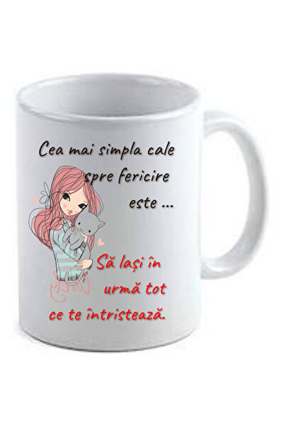 OEM Cana albă personalizată „The Path to Happiness”, INOVATIX®. 330 ml