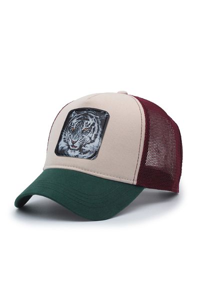 Trucker Tiger Black Model Interchangeable Emblem Mesh Hat Green Beige Claret Red
