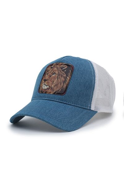 Trucker Aslan 2 Model Interchangeable Emblem Mesh Cap Denim White
