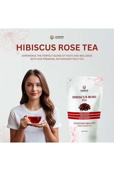 Luqmani herbs Hibiscus Rose Tea 200gram Pack Pure & Refreshing 90-100 Cups Easy