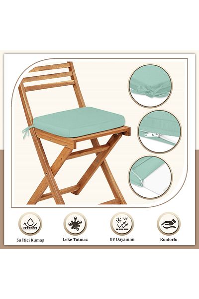 Evim Canvas 6-Piece Mint Liquid-Proof Stain-Proof Zippered Lace-Up Chair Cushion 40 X 40 cm