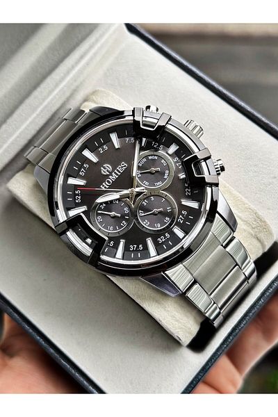 Homies With Steel Calendar Multifunction Guaranteed Men's Wristwatch Wristband Gift Hmie87E