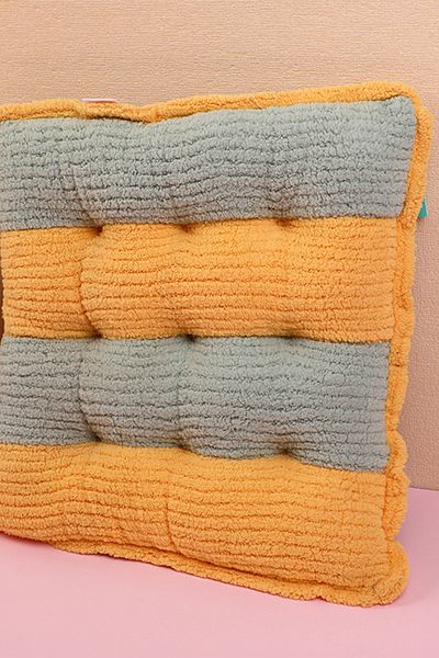 YOYOSO Striped Bumper Squares Pillow - Yellow Blue