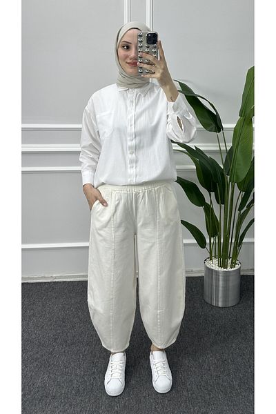 bybaharoz Linen Balloon Trousers