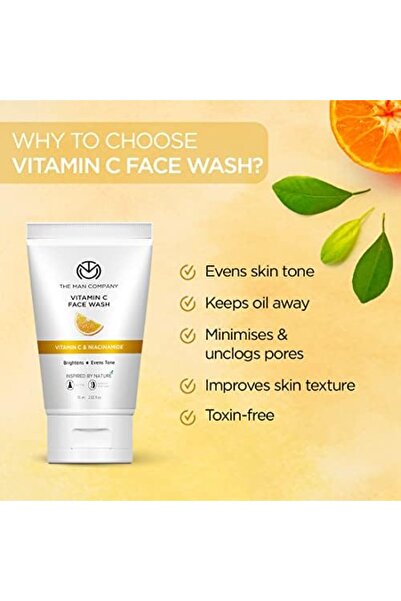 The Man Company Skin Brightening Vitamin C Face Wash with Turmeric and Niacinamide - 75 ml