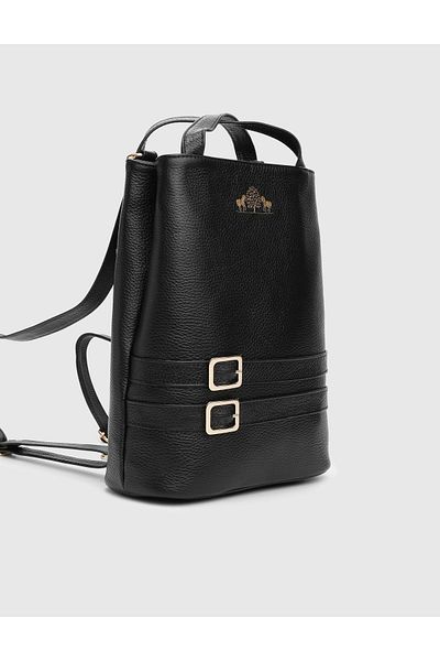 İLVİ Anke Women's Backpack Black Genuine Floater Leather
