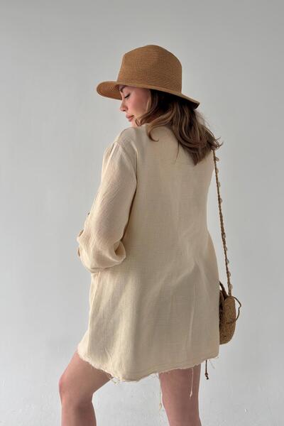 bb butik basic Muslin Fabric Seasonal Jacket with Tassel Stitching