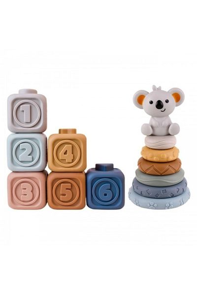 Empria 3d Silicone Building Block Toys For Babies, 13 Connectable Cubes And Discs,