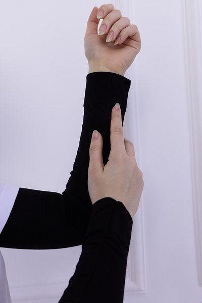 Loggia Lycra Combed Cotton Oversleeve Μαύρο - Πρακτικό Γυναικείο Hijab Απλό Προσευχή Μανίκι 1 Ζευγάρι 40cm Viscose Hijab