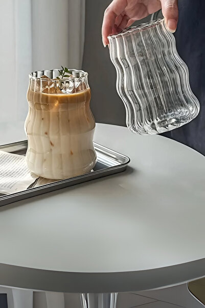 Yaren Style 2 Adet Çizgili Model Kokteyl Ve Soğuk & Sıcak Sunum Kahve Bardağı 500 ML