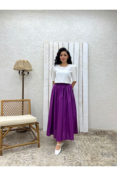 KÜÇÜĞÜM BUTİK Purple Poplin Flared Skirt