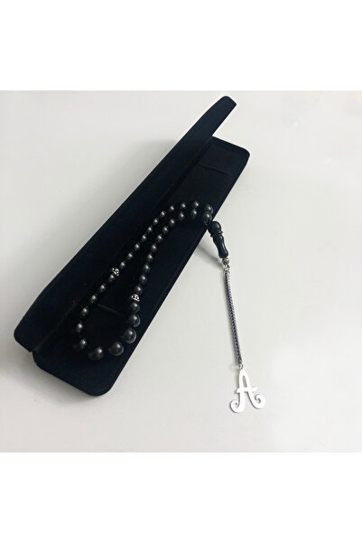 ARE SILVER A Harfli Behzat Ç. Tesbihi 925 Ayar Gümüş Püsküllü Oltu Taşı Tesbih