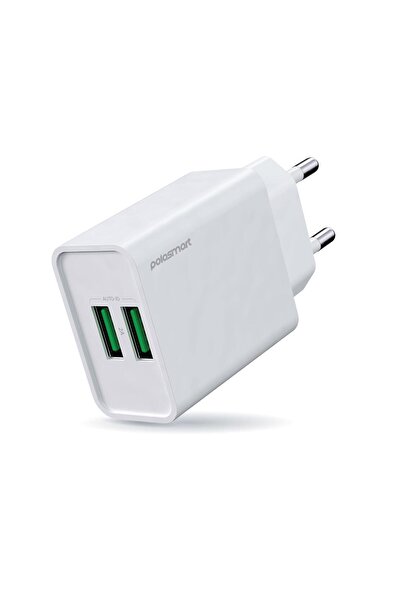 Polosmart PBS120 2 USB Çıkışlı Duvar Şarjı Beyaz