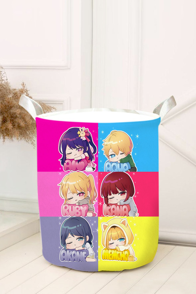 dekomingo Кольоровий кошик для іграшок з малюнком Курукова для дитячої кімнати