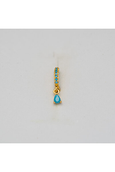Piercing by Sever Turkuaz Mavi Taş Sallantılı Halka Cerrahi Çelik Pıercıng... Altın/gold (TRAGUS HELIX CONCH FLAT)