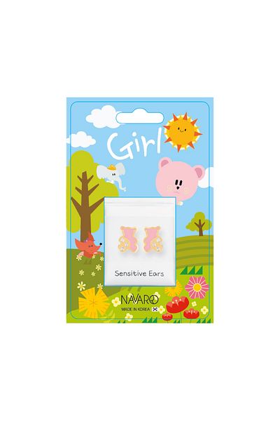 NAVARRO Stylish medical earring for girls with a distinctive design - gold