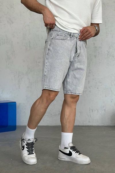 MADZEYMODA Ανδρικό τζιν υφασμάτινο γκρι τζιν σορτς KE-467
