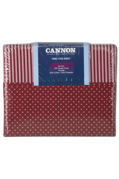 Cannon طقم ملاءات سرير مزدوج من 3 قطع بنقشة النقاط والخطوط