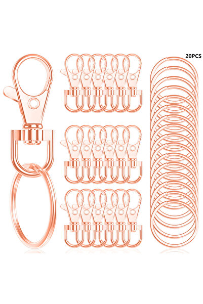 Choice1 6 cm Rose Gold 20pcs swivel lobster clasp with key ring 10pcs key cha...
