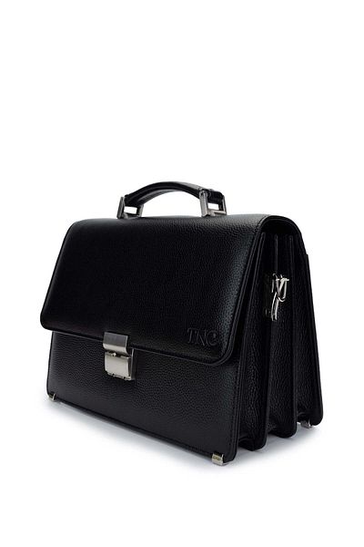 Tamer Tanca Men's Genuine Leather Black Floater Briefcase