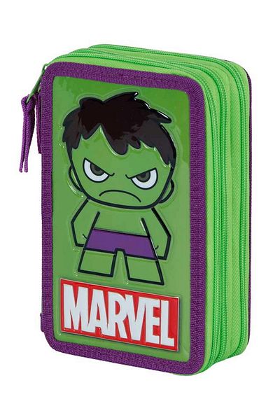 Marvel Penar Hulk Angry, Echipat, 3 compartimente, 43 piese, 21 x 14 x 7 cm