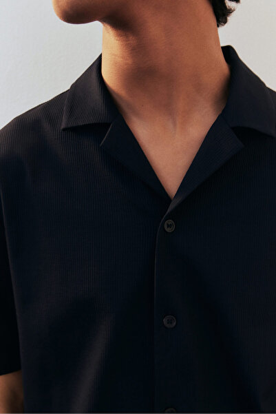 H&M Ribanalı Erkek Yaka Gömlek Regular Fit