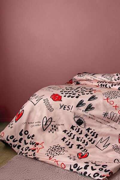 İssimo Home Xoxo 210 TC (83 Tel) Dijital Pamuk Saten Tek Kişilik Nevresim Takımı