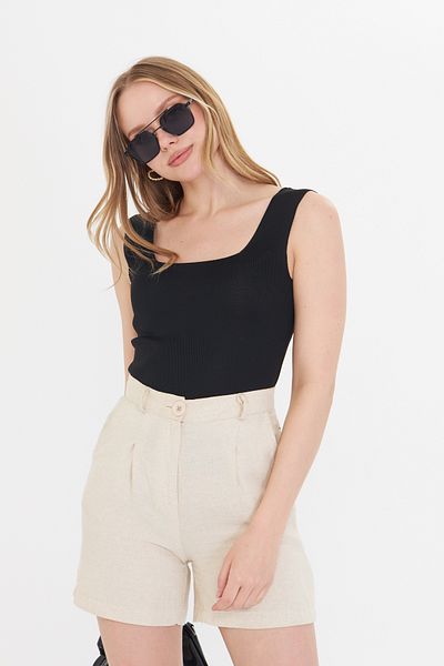 THIFF GYMWEAR Women's Sleeveless Thick Strap Slim Summer Square Neck Knitwear Undershirt