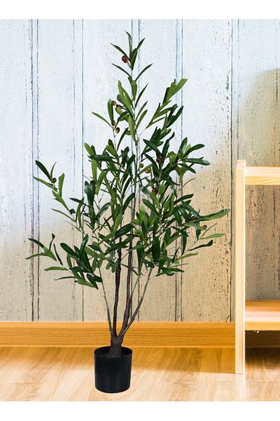 DRAMA HOME Artificial decorative olive tree in a green/black pot, 120 cm