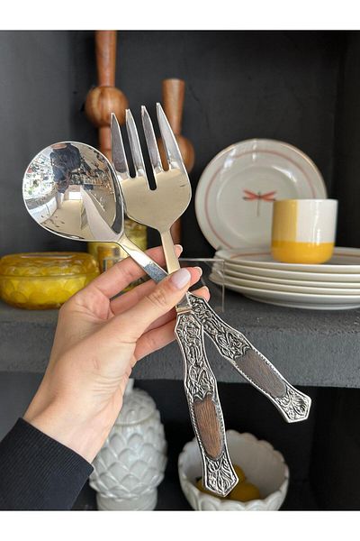 Mikasa Moor Silver Wood 2Pcs Salad Set