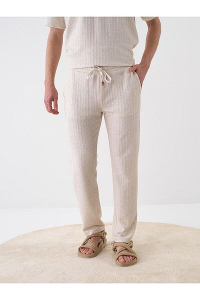 Xint Men's Natural Regular Fit Linen Sweat Pants