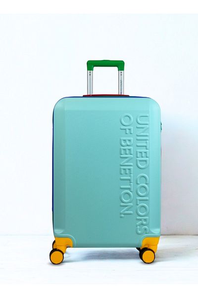 United Colors of Benetton حقيبة سفر صلبة BNTA-203X مقاس 24 بوصة مزودة بقفل إدارة أمن النقل - أزرق فاتح