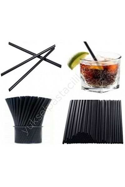 INFUSİON Cocktail Straws 500Pcs 19 cm Bristle Straws Black Thin Cocktail Straws Bristle Straws American Cocktail Straws