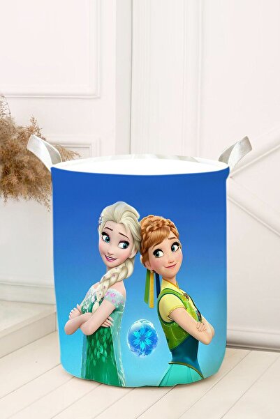 dekomingo ELSA ȘI ANNA ÎN HAINĂ VERDE COȘ DE JUCĂRII CAMERĂ PENTRU COPII ȘI B...