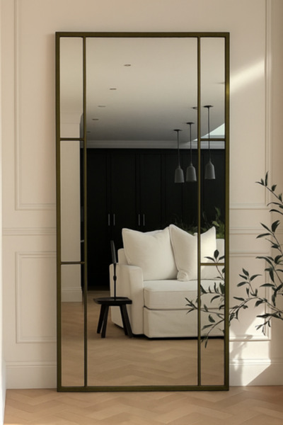 Ersan Dizayn Eskitme Metal Çerçeveli Modern Dekoratif Boy Aynası - 80x180 Cm