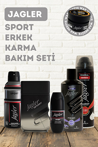Jagler Sport Erkek Karma Bakım Seti (Parfüm-Deodorant-Rollon-Tıraş Köpüğü-Tıraş Kolonyası), Wax HEDİYELİ!
