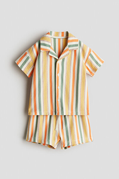 H&M 2 Parçalı Havlu Kumaş Gömlek ve Şort Set