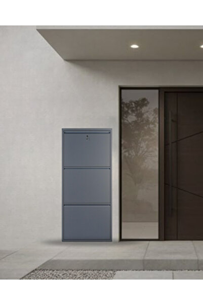 Arinna 3'lü Antrasit Metal Ayakkabılık ( KİLİTLİ)