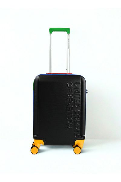 United Colors of Benetton حقيبة سفر صلبة بعجلات BNTA-203X مقاس 20 بوصة مزودة بقفل إدارة أمن النقل (TSA) - لون أسود