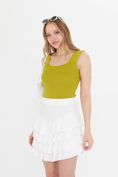 THIFF GYMWEAR Women's Sleeveless Thick Strap Slim Summer Square Neck Knitwear Undershirt