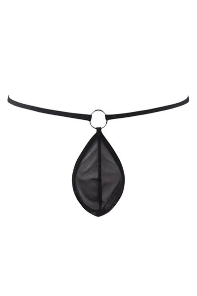 Cicişim Black Tulle Transparent Ring Men's String Underwear