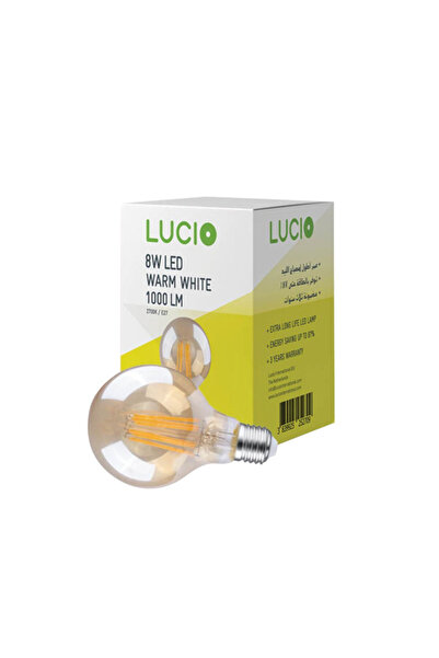 LUCİO مصباح LED موفر للطاقة E27، 8 وات، 2700 كلفن، خالٍ من الوميض