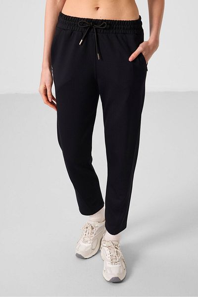 TOMMY LIFE Pantaloni negri pentru femei, cu textura moale, cu fermoar ascuns, cu picioare subțiri - 94668