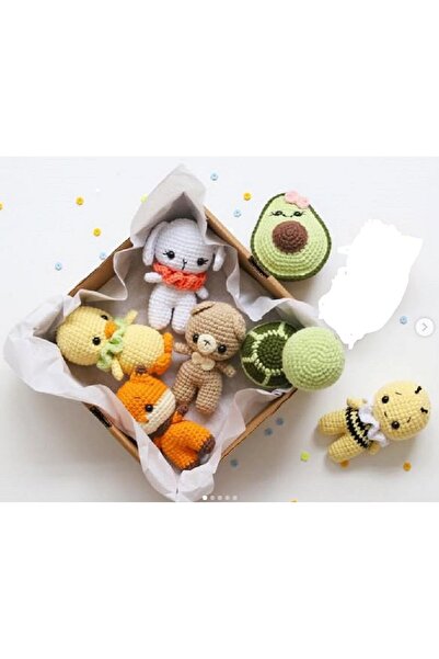 designbyoykum Minik Amigurumi Oyun Arkadaşı Oyuncaklar (TİLKİ, ARI, TOSBİK, AYICIK, TAVŞAN, CİVCİV)